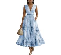 Abendkleider Elegant Für Hochzeit Chiffonkleid Damen Festlich Cocktailkleid Damen Ärmellos A Linie Ballkleider Lang Blumen Kleid Hochzeitsgast Elegante Kleider Sommer Partykleid