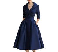 Abendkleider Elegant Für Hochzeit Cocktailkleid Damen Lang A Linie Festlich Kleid Hochzeitsgast Ballkleid V Ausschnitt Partykleid Schwingen Kleider Langarm Abendkleid Plissee Etuikleid Frauen