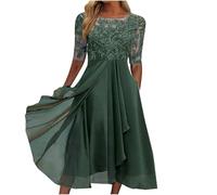 Abendkleider Elegant Für Hochzeit Kleid Hochzeitsgast Damen Abschlusskleid Wickelkleid Festliche Kleider Für Damen Kleider Lang Elegant Abendkleid Lang Multiway Kleid,A003 Grün,XL