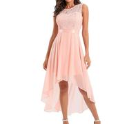 Abendkleider Elegant Für Hochzeit Kurz Festliches Kleid Damen Spitzenkleid Abendkleid Kurzarm Rundhals Spitze Vintage Mode