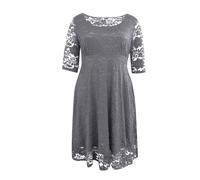 Abendkleider Elegant Für Hochzeit Spitzenkleid Lochstickerei Kleid Hochzeitsgast Damen Mit Ärmel Cocktailkleid Frauen Abendkleid A Linie Kleider Party Midi Brautjungfernkleider Große Größe