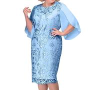 Abendkleider für Hochzeit, Cocktailkleid Damen Lang Spitze Brautmutterkleider für Hochzeit Mollige Große Größe Abendkleid Festliche Kleider Damen Rundhals Midi Hochzeitsgast Wickelkleid
