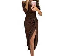 Abendkleider Glitzer Lang mit Schlitz Partykleid Damen A Linie Abendkleider Elegant Für Hochzeit Schulterfrei Cocktailkleid Frauen Korsett Ballkleid Plissee Midi Kleid Hochzeitsgast Festlich