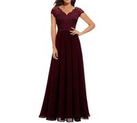 Abendkleider Lang Elegant Für Hochzeit Chiffon Spitzen Brautjungfernkleider Ballkleider Damen Lang Mit Ärmel Hohe Taille Evening Dress Plus Size Kleid Hochzeitsgast Damen Prom Dress Long Puffy