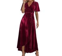 Abendkleider Langarm, Sale Angebote, Partykleid Damen V-Ausschnitt Vintage Samt Weihnachtskleid Partykleid Swing A-Line Elegant Bodycon Cocktailkleid Abendkleid