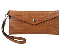 Abendtasche CLUTY, Damen, Gr. B/H/T: 20cm x 10cm x 2cm onesize, braun (cognac), Leder, Reptilienprägung, Taschen Abendtasche, echt Leder, Made in Italy (20018137-0)
