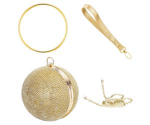 Abendtasche JULIE JULSEN "Metall mit Zirkonia champagner", Damen, beige (champagner), Taschen Abendtasche (84639026-0) champagner