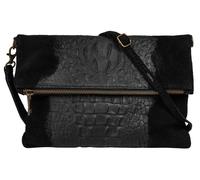 Abendtasche SAMANTHA LOOK, Damen, Gr. B/H/T: 26cm x 18cm x 3cm onesize, schwarz, Leder, beschichtet, glänzend, Taschen Abendtasche, echt Leder, Made in Italy (417448-0)