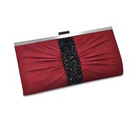 Abendtasche STEUER "Bordeauxfarbene Satin-Optik mit Strassbesatz", Damen, Gr. B/H/T: 120cm, rot, Taschen Abendtasche (74596125-0) rot