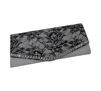 Abendtasche STEUER "Satin-Optik mit feiner Spitze und Strass", Damen, Gr. B/H/T: 100cm, silber, Taschen Abendtasche (58526537-0) silber