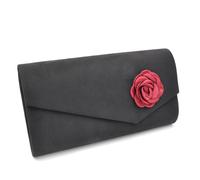 Abendtasche STEUER "Satin-Optik schwarz mit roter Blüte", Damen, Gr. B/H/T: 140cm, schwarz, Taschen Abendtasche (95882627-0) schwarz