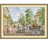 ABEUTY Kreuzstich-Set, Kirchenviereck für Erwachsene, vorgedruckt oder nicht, DIY, 14-fädiges Stickerei-Starter-Set, gestempelt oder ungestempelt, DMC-Nadelarbeiten, einfache Anfänger (ungestempelt)