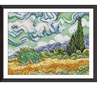 ABEUTY Kreuzstich-Set Van Gogh Sky für Erwachsene, DIY, 14-fädiges Stickerei-Starter-Set, ungestempelt, DMC-Handarbeit, einfache Anfänger (ungestempelt)