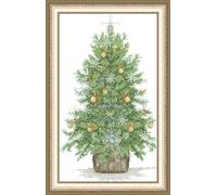 ABEUTY Kreuzstich-Sets Weihnachtsbaum für Erwachsene vorgedruckt oder NICHT, DIY 14 Count Stickerei-Näh-Starter-Set gestempelt oder ungestempelt DMC Handarbeiten einfach für Anfänger (Ungestempelt)