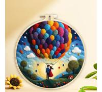 ABEUTY Nadelfilz-Bilder-Sets für Anfänger Erwachsene, Paar Bunte Ballons DIY Wollfilz-Malerei-Starter-Set mit Stickrahmen und Werkzeugen für Heimdekoration (Ballon)