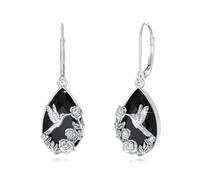 ABIGY Kolibri Ohrringe 925 Sterling Silber Tier Ohrringe Onyx Ohrringe Oryx Schmuck Geschenke für Damen
