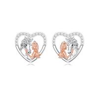 ABIGY Pferde Ohrstecker für Damen Sterling Silber Herzförmige Pferde Ohrringe Tier Schmuck Weihnachts Geburtstags Jubiläums Geschenke für Mädchen Töchter Mütter Schwestern Freundinnen Ehefrauen