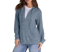 ABINGOO Sweatjacke Damen Hoodie Kapuzenpullover Kapuzenjacke Reißverschluss Kapuzenpulli Leichte Strickpullover Sport Sweatshirt mit Kapuze(Blau,S)