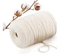 Abio Makramee Garn Weiß 5mm 200m Baumwollgarn Macrame Cord Kordel Garn für Makramee Schnur Makrameegarn Baumwollschnur Baumwollkordel Baumwolle Naturweiß 5mm 200m