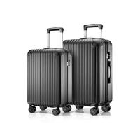 ABISTAB Voyager Kofferset 2-teilig S+M, Hartschalenkoffer mit 4 Rollen, Handgepäck & mittelgroßer Reisekoffer, Trolley Set für Business & Urlaub, Schwarz