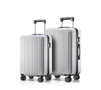 ABISTAB Voyager Kofferset 2-teilig S+M, Hartschalenkoffer mit 4 Rollen, Handgepäck & mittelgroßer Reisekoffer, Trolley Set für Business & Urlaub, Silber