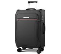 ABISTAB Weichschalenkoffer mittelgroß 69x43x28cm erweiterbar - Stoffkoffer Trolley wasserfest, Reisekoffer mit 4 Rollen & TSA Schloss, 78 Liter, Schwarz