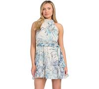 Kurzes Fit-And-Flare-Chiffonkleid Blumenmuster S