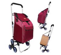 ABIUBIU Einkaufstrolley, Trolley, klappbar, Einkaufstasche mit Rollen, Tasche abnehmbar, Einkaufstrolley Treppensteiger (burgunderrot01, XXL)