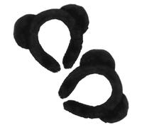 ABOOFAN 2 Stück pack Flauschige Bärenohren Stirnbänder aus Kunstpelz Schwarzes Haarband für Damen Bequemes Party und Cosplay Zubehör