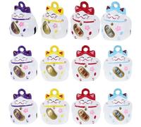 ABOOFAN 20 Stück Glückskatze Anhänger aus Metall für Selbstgemacht Bastelzubehör Bunte Katzen Charme ohne Grate als Rucksackanhänger oder Armbandanhänger für Katzenliebhaber