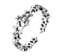 ABOOFAN Fünfzackiger Stern Zeigefingerring aus Edelstahl Damen Verstellbar Offener Ring Persönlichkeit Schmuck für Freundinnen und Mädchen