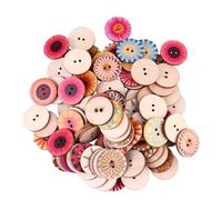ABOOFAN Holzknöpfe Blumenknöpfe 200 Stück Rund 15mm Nähzubehör für Handarbeiten und Puppenhaus Zubehör Zufällige Farbe