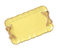 ABOOFAN Vintage mit Schleifenform Schmuckaufbewahrungstablett aus Gelbem Kunstharz Dekorative Schmuckablage als Geschenk für Broschen und Halsketten und Heimdekoration