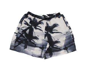 Abraxas Herren Badeshorts Zebra Schwarz-Weiß ? XXL Badehose mit Palmenprint & Surfmotiv 5XL/32/