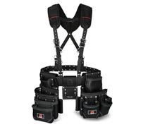 ABRIX Robuster Werkzeuggürtel für Herren - 4 mm dickes Echtleder, Messingschnalle und Nieten, Schaumstoffgepolsterter Komfort, 28 Taschen für Tischler und Rahmung mit Strumpfhalter, Arbeitsgürtel für