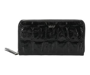 abro Leather Maxi Cocco Zip Wallet Black / Nickel