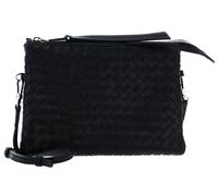 abro Leather Piuma Weaving Crossbody Bag Threefold Black / Nickel