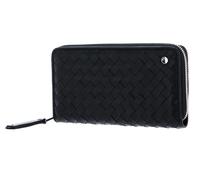 abro Leather Piuma Weaving Zip Wallet Black / Nickel