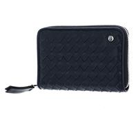 abro Leather Piuma Weaving Zip Wallet Navy