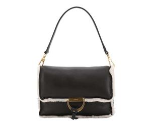 abro Leather Shearling Reversible Shoulder Bag Temi Dark Brown / White