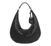 Abro Leder Schultertasche Leather Piuma Weaving Hobo Bag Nana Black/Gold schwarz