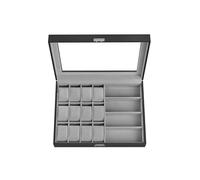 Abschließbare Uhrenbox mit 16 Fächern tintenschwarz