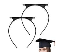 Abschlussball Stirnband - Doktorhut Halter | Rutschfester Abschluss Stirnband Halter - Zubehör für Studenten Lehrer Abschlussfeier Zeremonie - 2 Stück Hutbefestigung, Schwarz, Sicherer Halt, 2er Pack