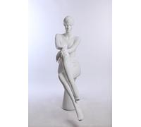 Abstrakt Hautfarbe in weiß matt Sitzend, EH-16-6 weibliche Schaufensterpuppe neu modellierte Frisur Gesicht schick modern (Sitzend, EH-16-6)
