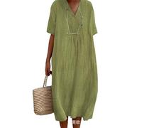 Abstraktes gestreiftes bedrucktes Damen-Boho-Midikleid mit Blumenmuster Sommerurlaub Casual fließend plissee kurzärmeliges langes T-Shirt-Kleid