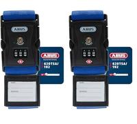 ABUS Kofferband mit TSA-Schloss 620TSA/192 - Koffergurt mit 3-stelligem Zahlencode - Namensschild inklusive - blau (Packung mit 2)