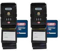 ABUS Kofferband mit TSA-Schloss 620TSA/192 - Koffergurt mit 3-stelligem Zahlencode - Namensschild inklusive - schwarz (Packung mit 2)