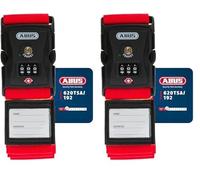 ABUS Kofferband mit TSA-Schloss 620TSA/192 - Koffergurt mit 3-stelligem Zahlencode - Namensschild inklusive - rot (Packung mit 2)