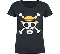 ABYstyle Damen T-Shirt One Piece Abysse Totenkopf mit Karte Schwarz X-Small (ABYstyleABYTEX143-X-Small)
