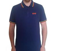 Ac - AC/DC Polo Shirt Classic Band Logo Nue offiziell Unisex Navy Blau M